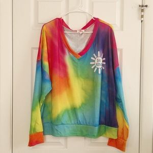 Sunshine Sisters Tie Dyed "Be Kind" Long Sleeve Top Size 2X NWT